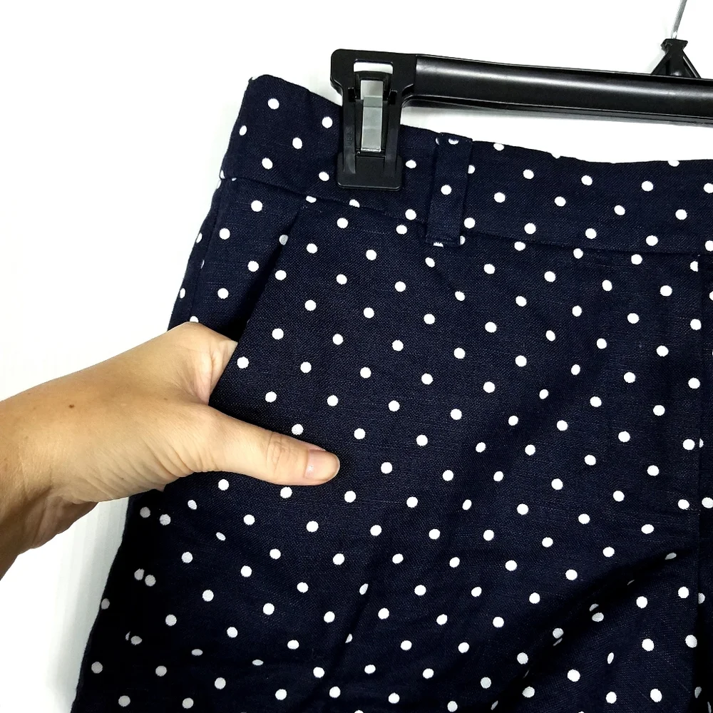 J.Crew Navy Blue White Polka Dot Scalloped Shorts - Picture 3 of 7